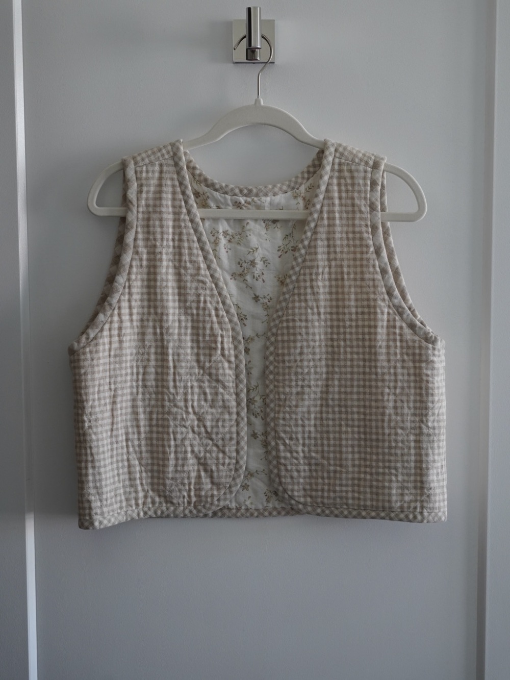 Handmade Quilted Gingham Floral Vest